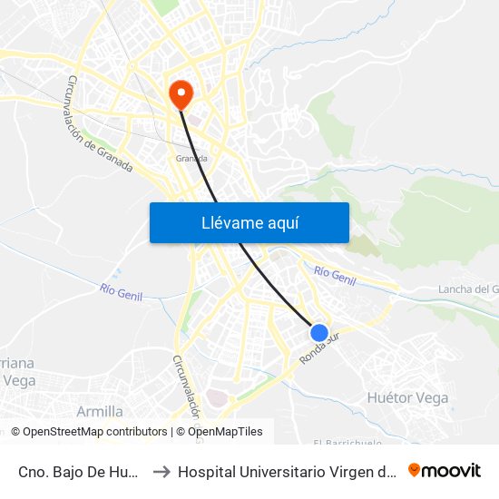 Cno. Bajo De Huétor 146 to Hospital Universitario Virgen de Las Nieves map