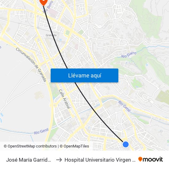 José María Garrido Lopera 3 to Hospital Universitario Virgen de Las Nieves map