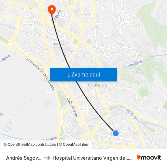 Andrés Segovia 35 to Hospital Universitario Virgen de Las Nieves map