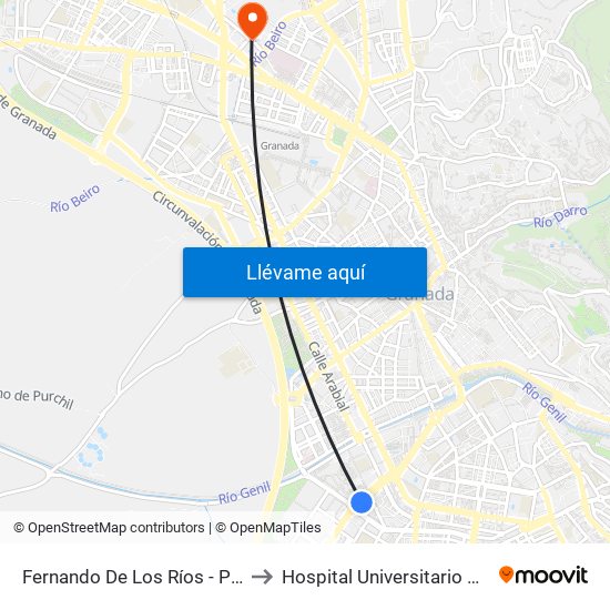 Fernando De Los Ríos - Parque Cruz De Lagos to Hospital Universitario Virgen de Las Nieves map