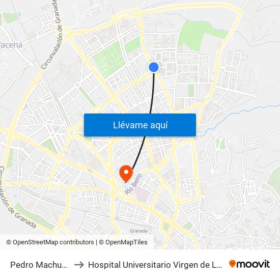 Pedro Machuca 32 to Hospital Universitario Virgen de Las Nieves map