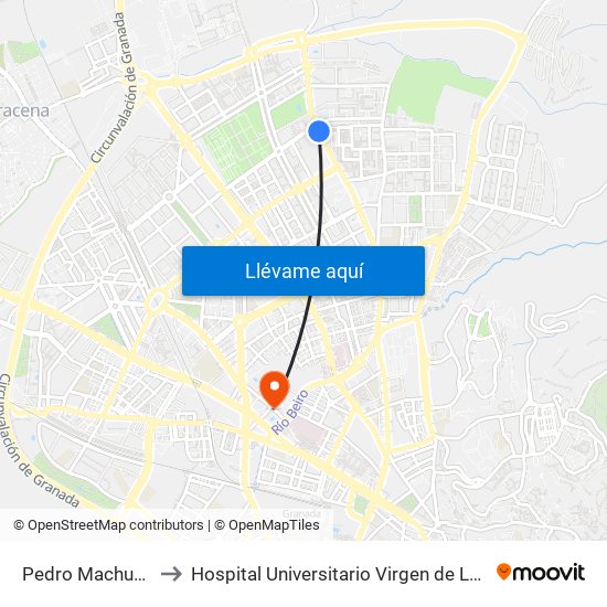 Pedro Machuca 78 to Hospital Universitario Virgen de Las Nieves map