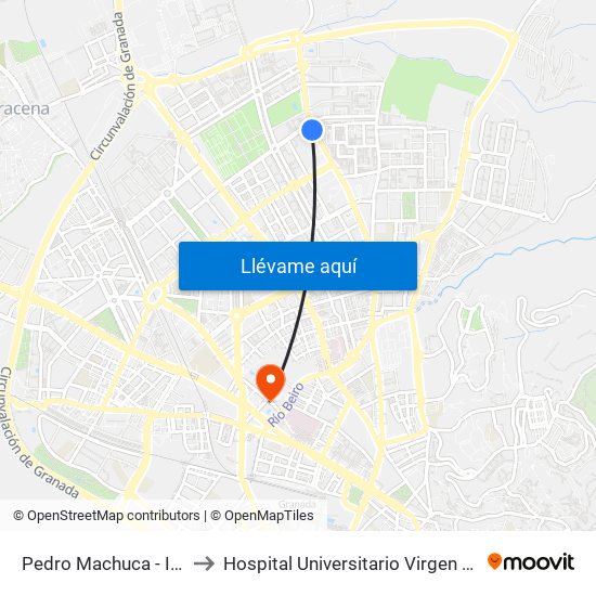 Pedro Machuca - Ies La Paz to Hospital Universitario Virgen de Las Nieves map