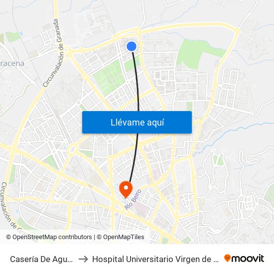 Casería De Aguirre 63 to Hospital Universitario Virgen de Las Nieves map