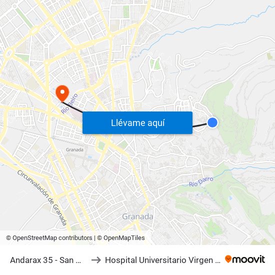 Andarax 35 - San Miguel Alto to Hospital Universitario Virgen de Las Nieves map