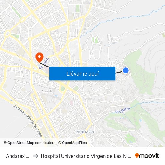 Andarax 76 to Hospital Universitario Virgen de Las Nieves map
