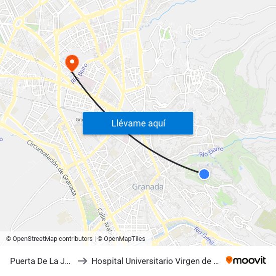 Puerta De La Justicia to Hospital Universitario Virgen de Las Nieves map