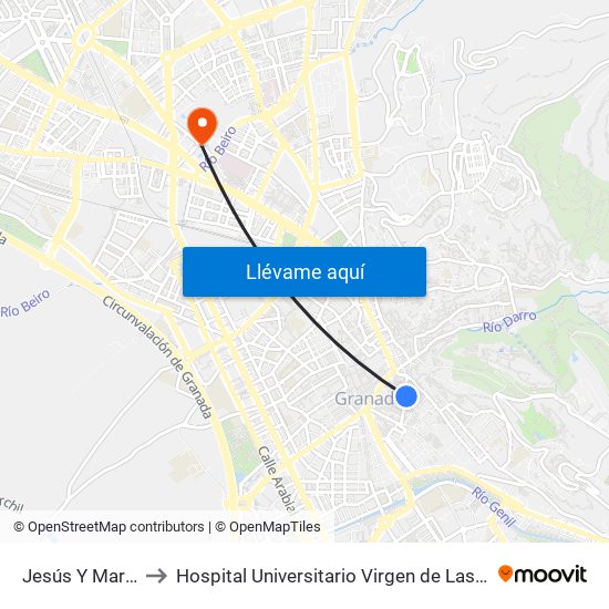 Jesús Y María 1 to Hospital Universitario Virgen de Las Nieves map