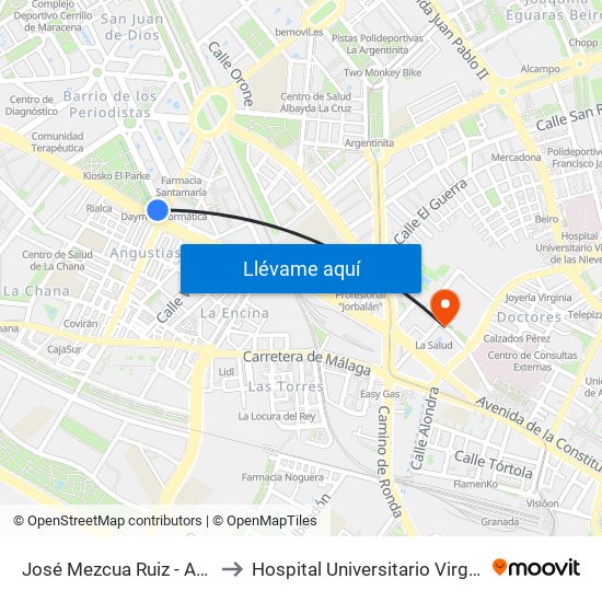 José Mezcua Ruiz - Avda. Andalucía to Hospital Universitario Virgen de Las Nieves map