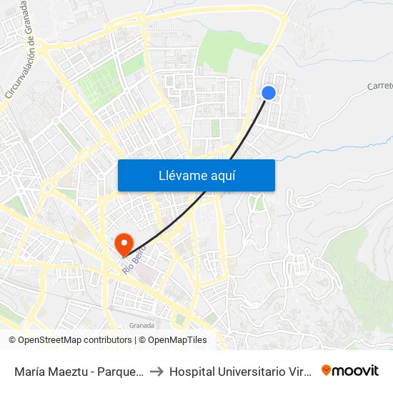 María Maeztu - Parque Nueva Granada to Hospital Universitario Virgen de Las Nieves map