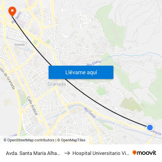 Avda. Santa María Alhambra - Fte Hospital to Hospital Universitario Virgen de Las Nieves map