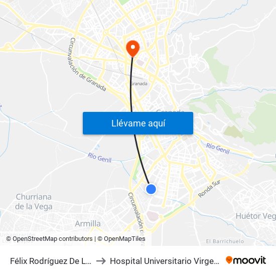 Félix Rodríguez De La Fuente 16 to Hospital Universitario Virgen de Las Nieves map