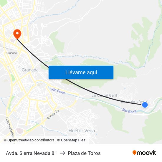 Avda. Sierra Nevada 81 to Plaza de Toros map