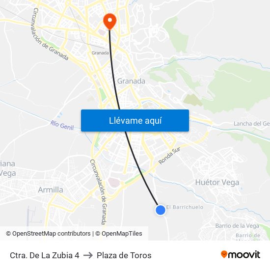 Ctra. De La Zubia 4 to Plaza de Toros map