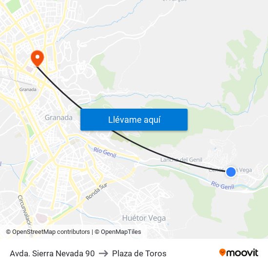 Avda. Sierra Nevada 90 to Plaza de Toros map