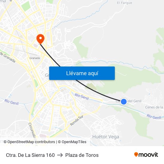Ctra. De La Sierra 160 to Plaza de Toros map