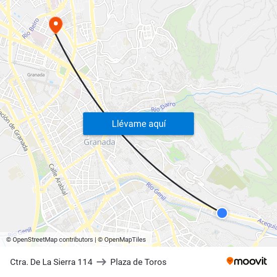 Ctra. De La Sierra 114 to Plaza de Toros map