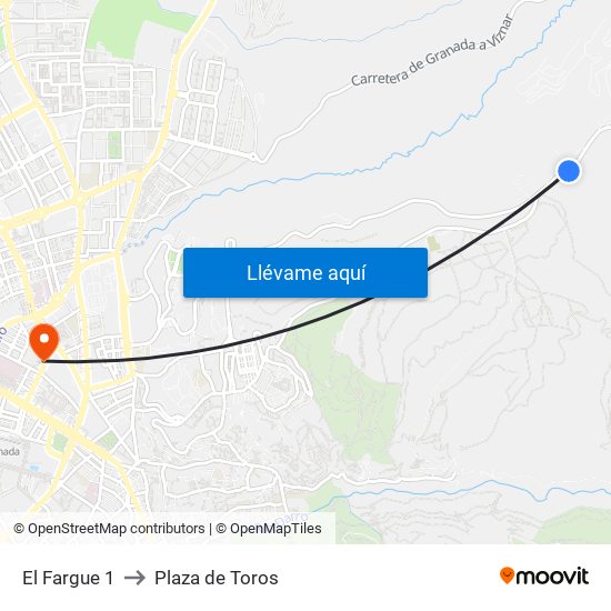El Fargue 1 to Plaza de Toros map