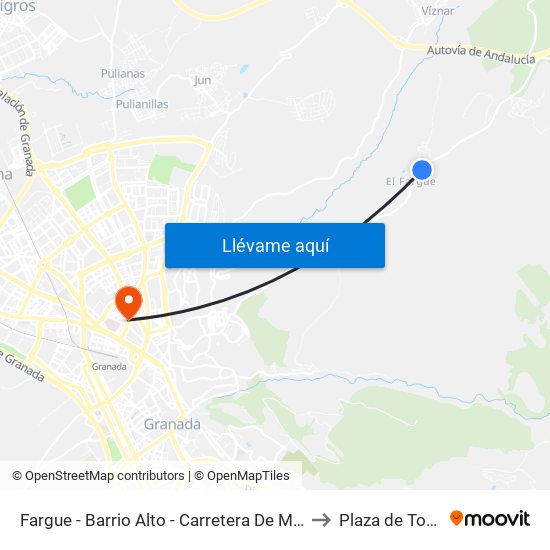 Fargue - Barrio Alto - Carretera De Murcia to Plaza de Toros map