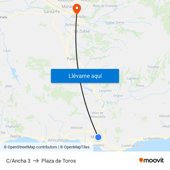 C/Ancha 3 to Plaza de Toros map