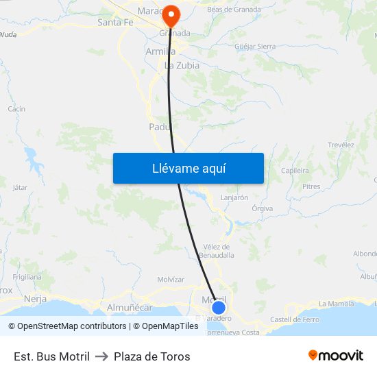 Est. Bus Motril to Plaza de Toros map