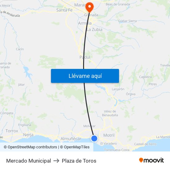 Mercado Municipal to Plaza de Toros map