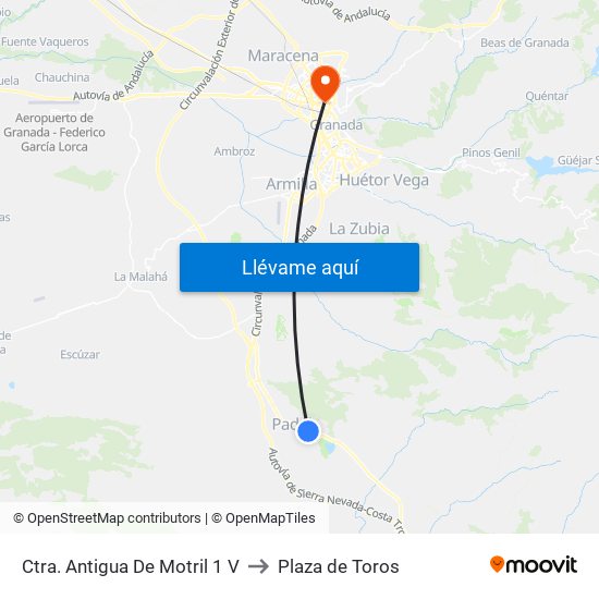 Ctra. Antigua De Motril 1 V to Plaza de Toros map