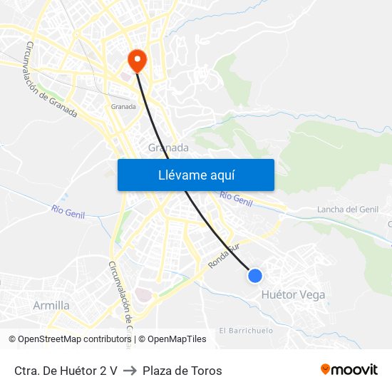Ctra. De Huétor 2 V to Plaza de Toros map