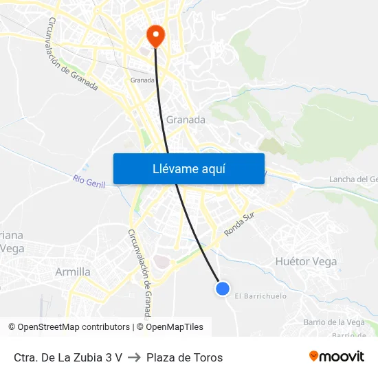 Ctra. De La Zubia 3 V to Plaza de Toros map