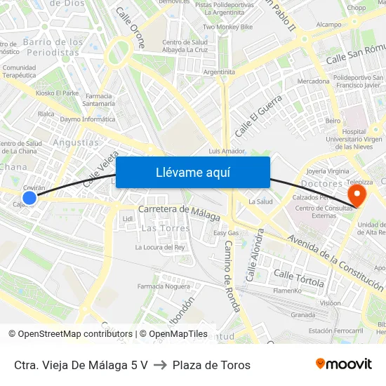 Ctra. Vieja De Málaga 5 V to Plaza de Toros map