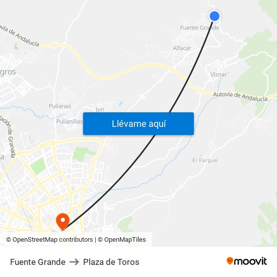 Fuente Grande to Plaza de Toros map