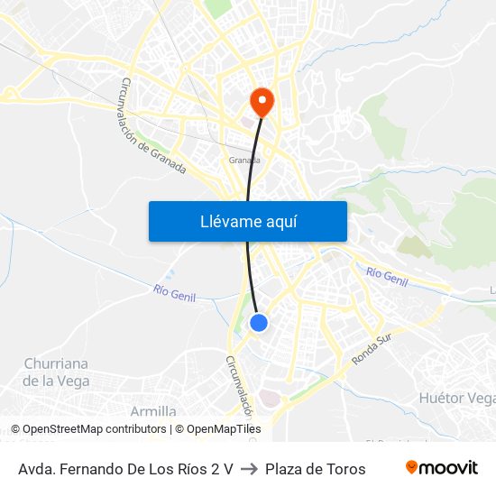 Avda. Fernando De Los Ríos 2 V to Plaza de Toros map