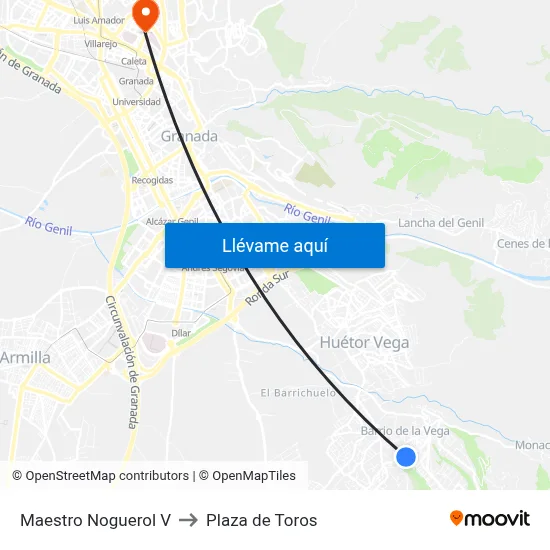 Maestro Noguerol V to Plaza de Toros map