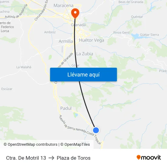 Ctra. De Motril 13 to Plaza de Toros map