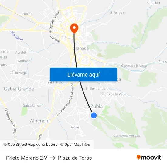 Prieto Moreno 2 V to Plaza de Toros map