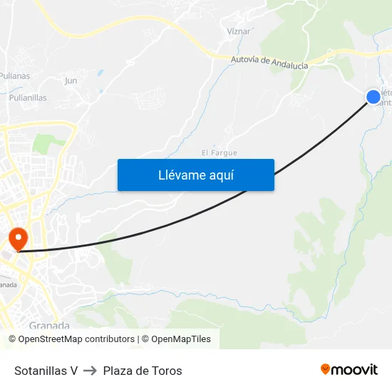Sotanillas V to Plaza de Toros map