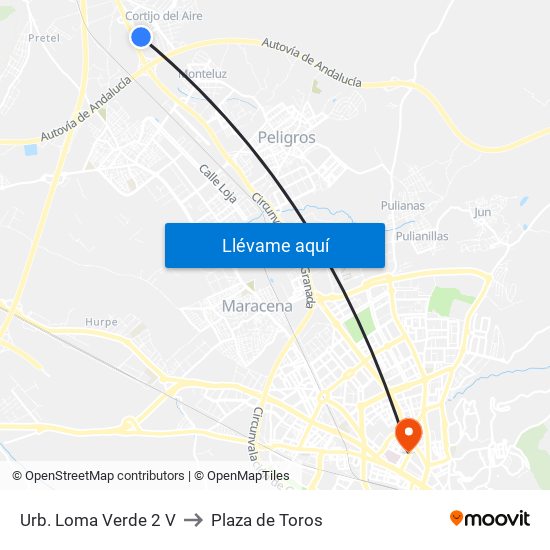 Urb. Loma Verde 2 V to Plaza de Toros map