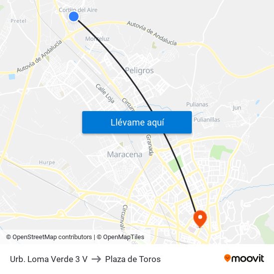 Urb. Loma Verde 3 V to Plaza de Toros map
