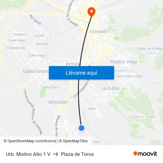 Urb. Molino Alto 1 V to Plaza de Toros map
