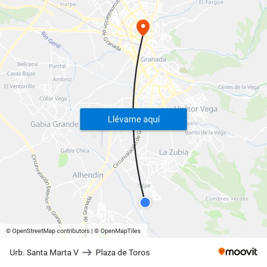 Urb. Santa Marta V to Plaza de Toros map