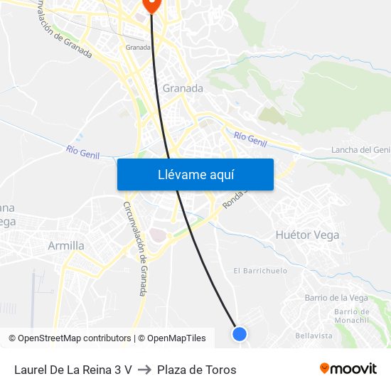 Laurel De La Reina 3 V to Plaza de Toros map