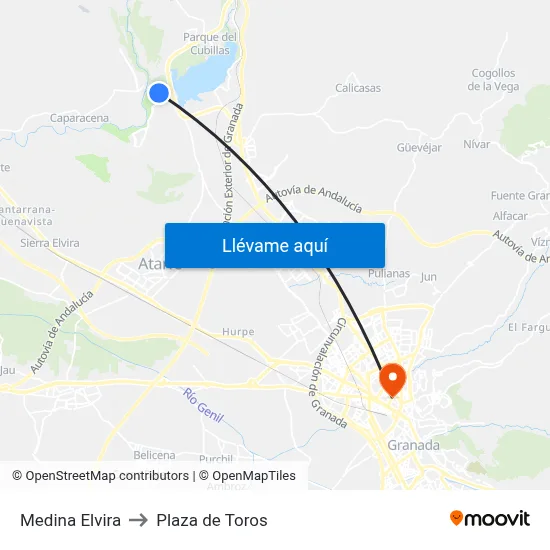 Medina Elvira to Plaza de Toros map