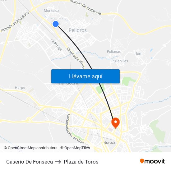 Caserío De Fonseca to Plaza de Toros map