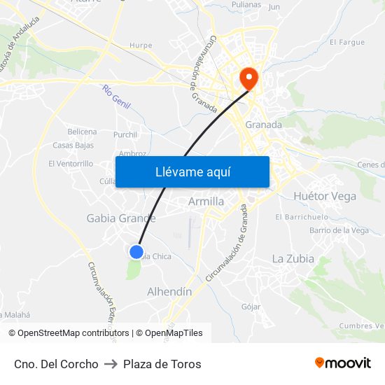 Cno. Del Corcho to Plaza de Toros map