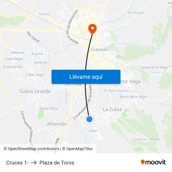 Cruces 1- to Plaza de Toros map