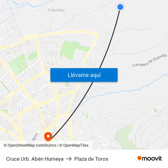 Cruce Urb. Abén Humeya to Plaza de Toros map