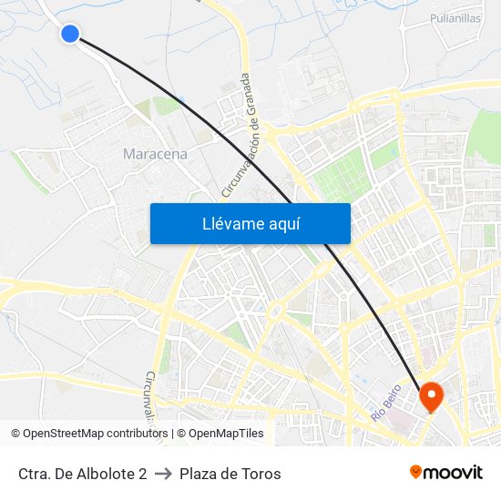 Ctra. De Albolote 2 to Plaza de Toros map