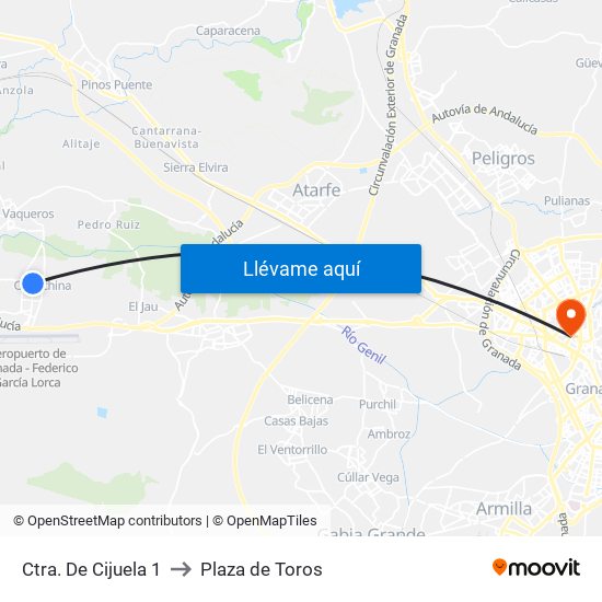 Ctra. De Cijuela 1 to Plaza de Toros map