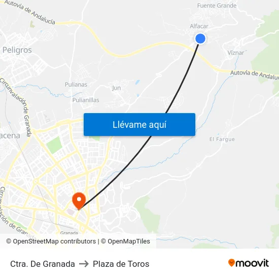 Ctra. De Granada to Plaza de Toros map