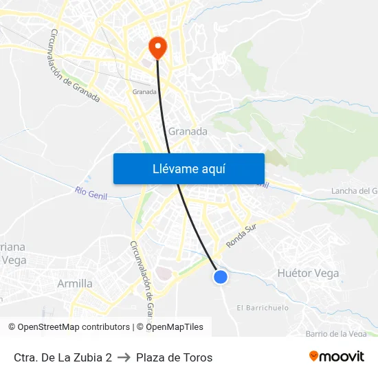 Ctra. De La Zubia 2 to Plaza de Toros map